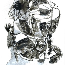 The Fleeting Moments of Kings (2013), india ink on vellum, 34"x40"