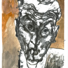 Self Portrait (2013), mixed media on paper, 12"x18"