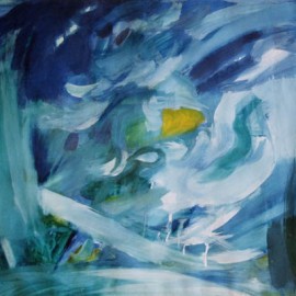 Calming (1996), tempera on paper, 34"x24"