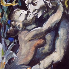 That Day Adam Eva (1999), tempera on paper, 24"x34"