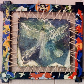 1001 nights (1999), mixed media on linen, 19.5"x17"