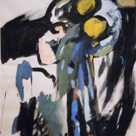Portrait II (1994), tempera on paper, 40"x28.8"