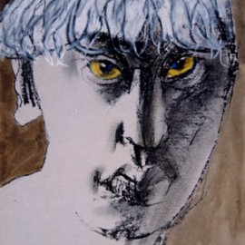 Self Portrait (1993), color chalk on paper, 9"x14"