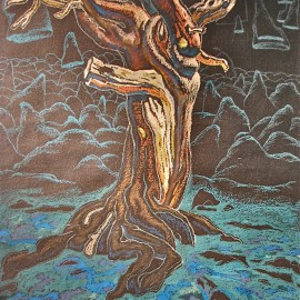 Mythical Forest (2008), oil pastel and acrylic on paper, 36"x27"