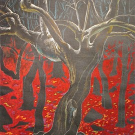 Mythical Forest (2008), oil pastel and acrylic on paper, 36"x27"