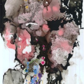 The Night Wisher (2012), mixed media on vellum, 18"x24"