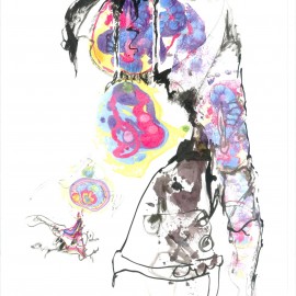 Thought Vomit (2012), mixed media on paper, 18.5"x24"