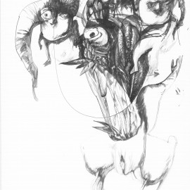 Mother Spirit (2012), indian ink on paper, 18.5"x 24"