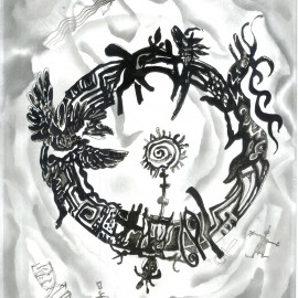 Mandala (2012), indian ink on paper, 18.5"x24"