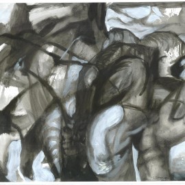 Mythical Beast (2012), indian ink on paper, 18.5"x24"