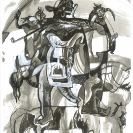 Lord of home (2012), indian ink on paper, 18.5"x24"