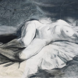 Figure Study (1988), graphite and chalk on paper, 48"x36"