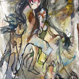 Nomad Family (2011), acrylic on canvas, 48"x76"