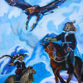 The Eagle Falcon Hunters (2014), acrylic on canvas, 16"x20"