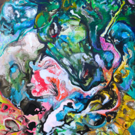Tale of the Horse Fiddle (2015), mixed media on vellum, 34"x40"