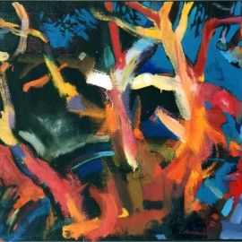 Homogeneous Beginnings (2002), acrylic on paper, 53"x36"