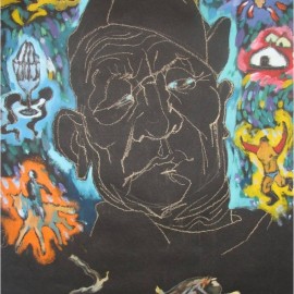 Dream of Mijid (2007), acrylic and oil pastel on paper, 35"x53"