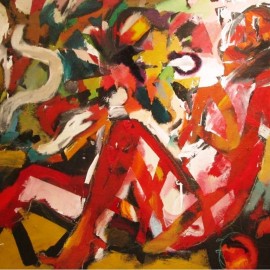 Homogeneous Beginnings (2007), acrylic on paper, 53"x36"