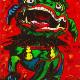 Deceiving Dog (2008), acrylic and oil pastel paper, 36"x48"