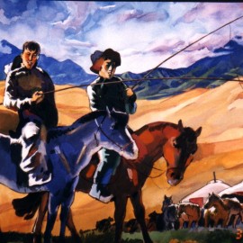 Malchin (1999), watercolor on paper, 36"x24"