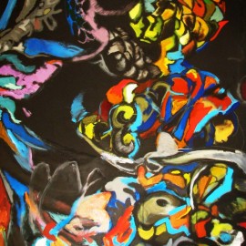 Mediator (2009), acrylic on paper, 48"x75"