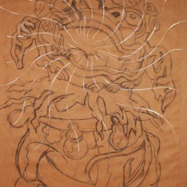 Deceiving Dog (2008), acrylic and charcoal on paper, 36"x48"
