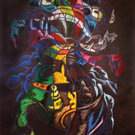 Deceiving Dog (2008), acrylic and oil pastel paper, 36"x48"
