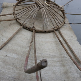 Mongolian Yurt Installation (2015), ancient Turkic Mongolian yurt dissembled: set of felts, set of huns (roof rafters), yurt wall, goat hair braided ropes