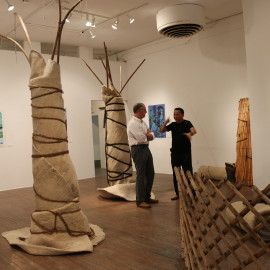 Mongolian Yurt Installation (2015), ancient Turkic Mongolian yurt dissembled: set of felts, set of huns (roof rafters), yurt wall, goat hair braided ropes