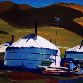 Sunny Day (1986), watercolor on paper, 40"x28.8"