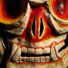 Stipati - detail, acrylic on paper maché, hand beaded ornaments, horsehair, 14"x16"x5"