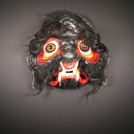 Blue Elder, acrylic on paper maché, horsehair, 10"x10"x6"