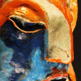 The Offerers - detail, acrylic on paper maché, 10"x14"x6"
