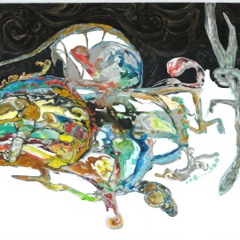 The Birth of Ameba (2012), acrylic on vellum, 36"x40"