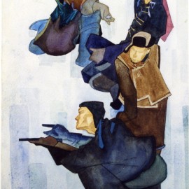 Shooter on Ice (1988), watercolor on paper, 24.4"x36"