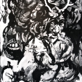 Shaman's Dieties (2011), acrylic on canvas, 48"x76"
