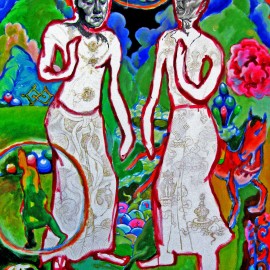 Meditators (2008), acrylic on canvas, 48"x75"