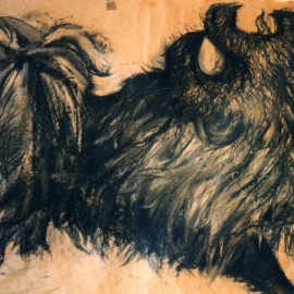 Mythical Dog (Four Powers Series) (2000), charcoal on paper, 34"x24"