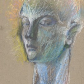 Portrait (1984), color chalk on paper, 12"x17"