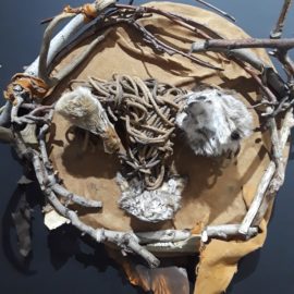 Vesel Spirits (2018), Wood, Fur, Leather, Sheep Bone, Rope, 32"x30"x14"