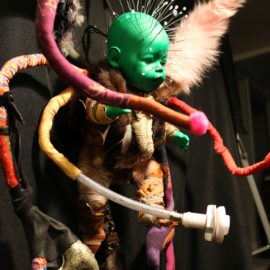 Alien (2020), Textile, Fabric, Fur, Plastic Doll, 36"x19"x12"