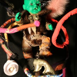 Alien (2020), Textile, Fabric, Fur, Plastic Doll, 36"x19"x12"