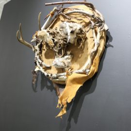 Vesel Spirits (2018), Wood, Fur, Leather, Sheep Bone, Rope, 32"x30"x14"